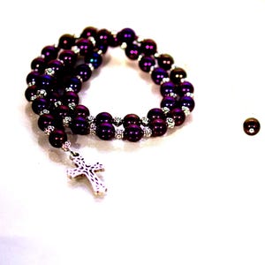 Czech Fire Polished Crystal Druks & Silver Rosary Necklace - Made to Order - Any Color - Choice of Cross/Crucifix