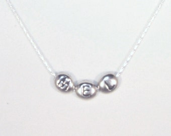 Personalized Jewelry - 3 Initial Necklace -  Personalized - Sterling Silver