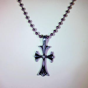 Pewter Cross on Stainless Steel Necklace - UNISEX - Three length choices