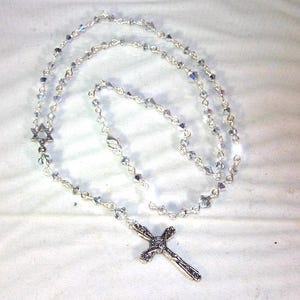 Swarovski Crystal Jewelry - Rosary Necklace - Comet Argent -  Made to Order - Any Color Crystal or Pearl