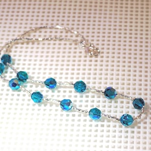 Swarovski Crystal Necklace - Shown in Blue Zircon AB - Several Colors Available - 16&quot; Long plus Extension