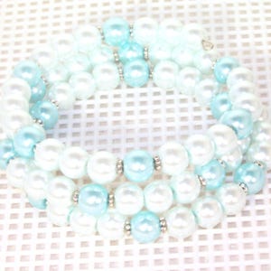 Glass Pearl Bridal Jewelry - Shown in Lt Blue & Mint - Any Color - Bride, Bridesmaid, Maid of Honor, Jr Bridesmaid