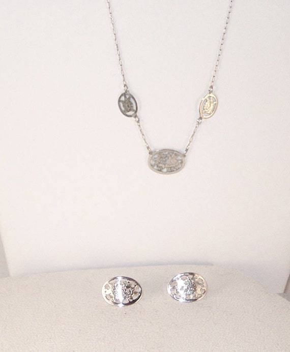 Avon Vintage Silver Necklace and Earrings