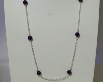 Gemstone Jewelry - Amethyst - Necklace - Sterling Silver Chain & Clasp - Station - Assorted Lengths