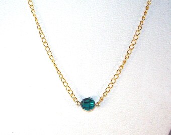 Emerald Swarovski Crystal Solitaire Necklace - May Birthstone - All Colors Available