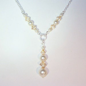 Bridal Jewelry - Swarovski  Pearls Drop Necklace, Bracelet & Earrings - Bride, Bridesmaids, Maid of Honor, Flower Girl