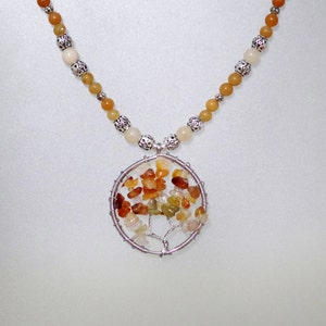 Gemstone Pendant Necklace -  22&quot; - Aventurine and Agate