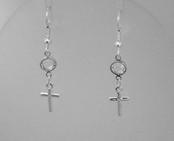 Cross earrings silver plated earrings silver coloured cross earrings Silver plated cross earrings