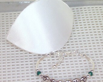 Newborn, Baby, Toddler, Child - Name & Birthstone Bracelet - Silver Keepsake - MADE TO ORDER