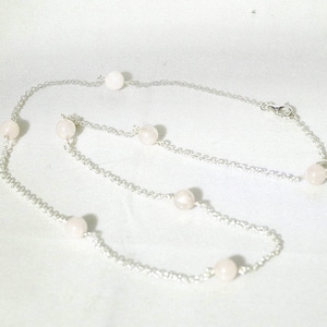Gemstone Jewelry - Rose Quartz Necklace - Silver Filled Chain - Station - Assorted Lengths