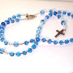 Birthstone & Personalized Celestial Crystal Rosary - 5 decade - Custom- Any Colors / Birthstone - Choose your Cross - Name or Initials