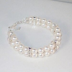 Swarovski Crystal and Pearl Jewelry - Bridesmaid Bracelet - Shown in White - Made to Order