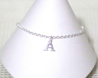 Anklet / Ankle Bracelet - Sterling Silver Initial - All Sizes - Sterling Silver