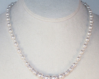 Swarovski Pearls & Crystals Bridal Necklace - Shown in SWAROVSKI WHITE - Available in Any Colors