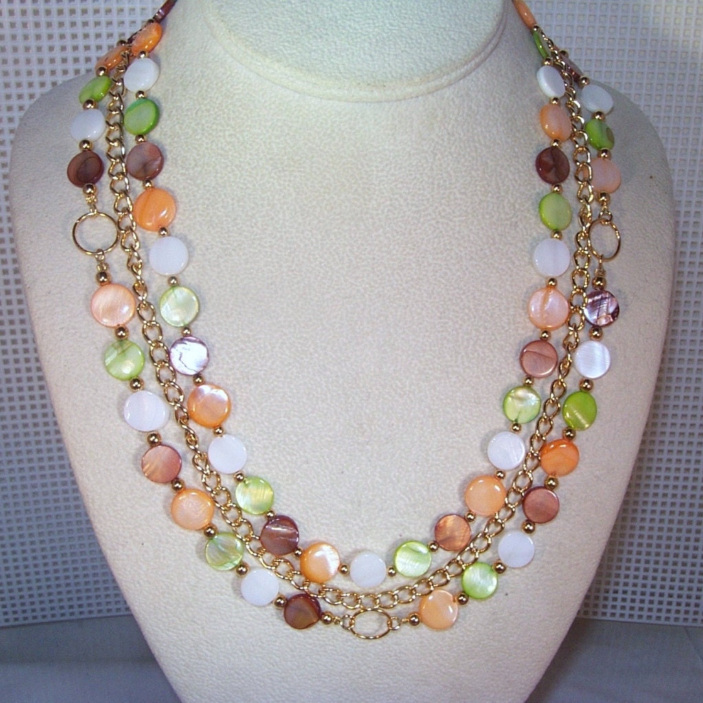 Mother of Pearl Jewelry - 3 Strand Necklace - Etsy