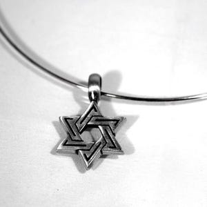 Pewter Star of David Necklace - Silver Plated Neckwire - 16&quot;