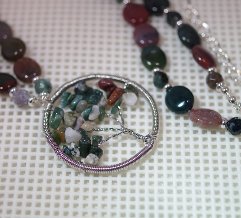Adjustable 22 Fancy Jasper Gemstone Pendant Necklace