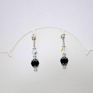 Convertible Earrings - Sterling Silver and Swarovski Crystal Earrings -  Available in All Swarovski Crystals Colors - Shown in Indigo