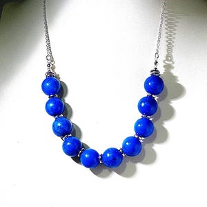 Turquoise Bead Necklace - SEE TRUE COLOR 2nd Photo - 16mm Imitation Turquoise - 19&quot; Length