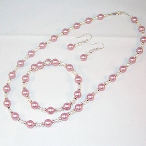 Swarovski Pearls Jewelry - 3 Piece Set - Made to Order in Any Color - Bride, Bridesmaids, Maid of Honor, Jr Bridesmaid