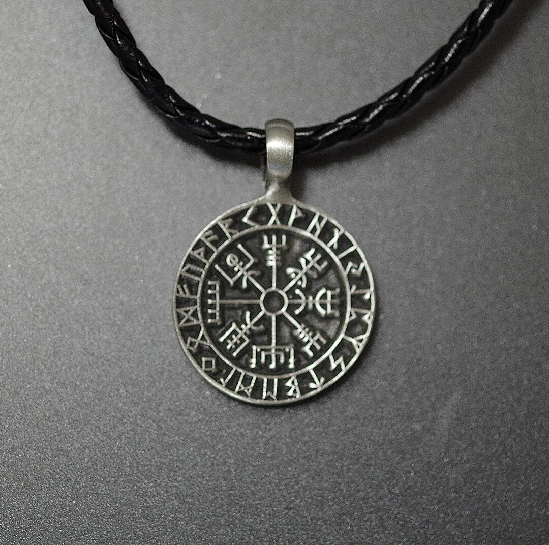 Pewter Viking Compass on Leather Necklace UNISEX 3 Length Etsy