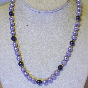 Swarovski Pearl Necklace - Lavender & Iridescent Purple shown - Available in All Swarovski Colors - 19&quot; w TierraCast Hook and Eye Clasp