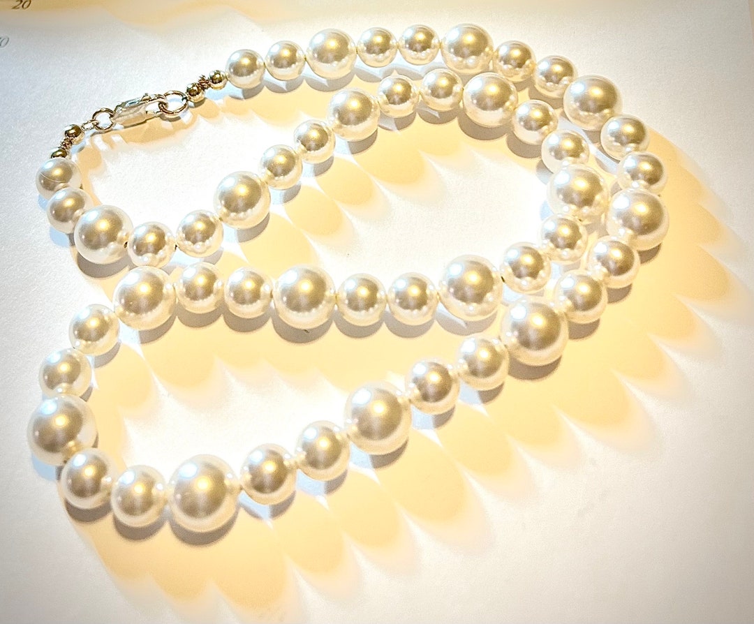 Swarovski Pearl Jewelry Necklace 8mm & 10mm White Pearls Etsy