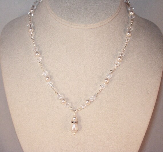 Swarovski Pearl Drop Bridal Necklace Made To Order Shown | Etsy