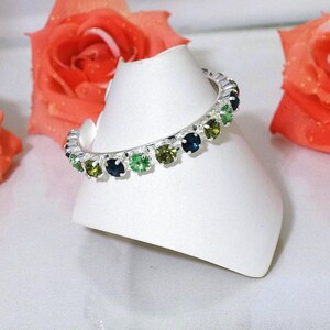 Swarovski Crystal Cuff Bracelet - 2 Sizes Available - Silver - Shades of Green Shown - Other Colors Available - Made to Order - Custom