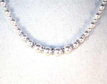 Swarovski Pearls and Crystal Necklace - Shown in White -  MADE TO ORDER