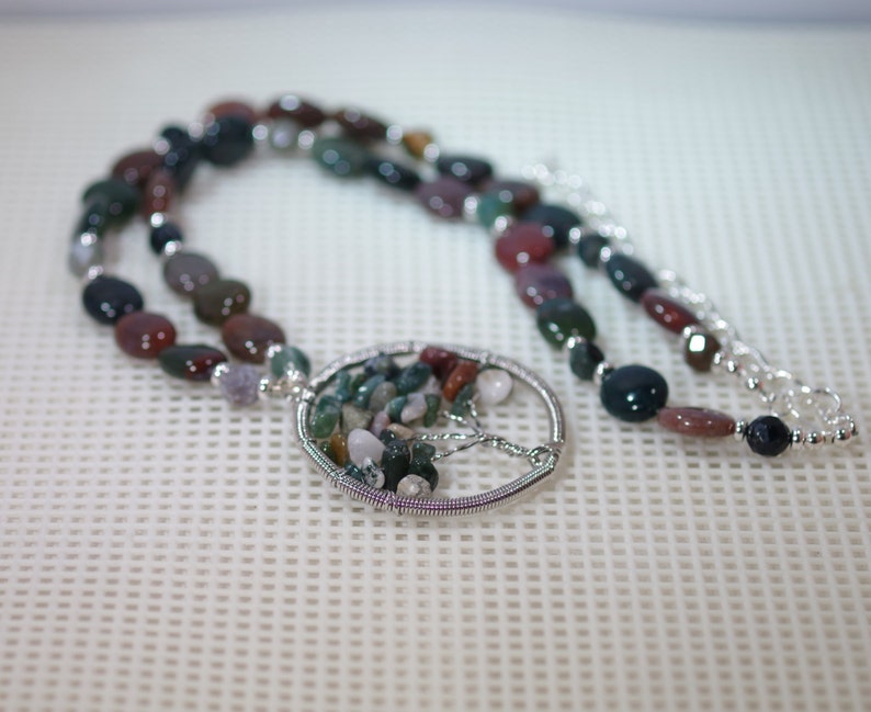 Adjustable 22 Fancy Jasper Gemstone Pendant Necklace