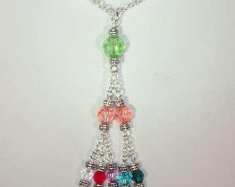 Grandmother's Necklace - Swarovski Crystal - Custom Order Pattern for 3 Generations - Up to 9 Crystals