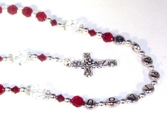 Swarovski Crystal Personalized Rosary - Catholic -  Made to Order - Any Colors - Up to 10 Letters in 3rd Decade