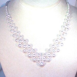 Swarovski Pearl Bridal Necklace - Shown in White Pearls - MADE TO ORDER