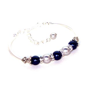 Swarovski Pearl & Crystal Jewelry - Crystal Night Blue and Light Gray Shown - Made to Order - Any 2 colors
