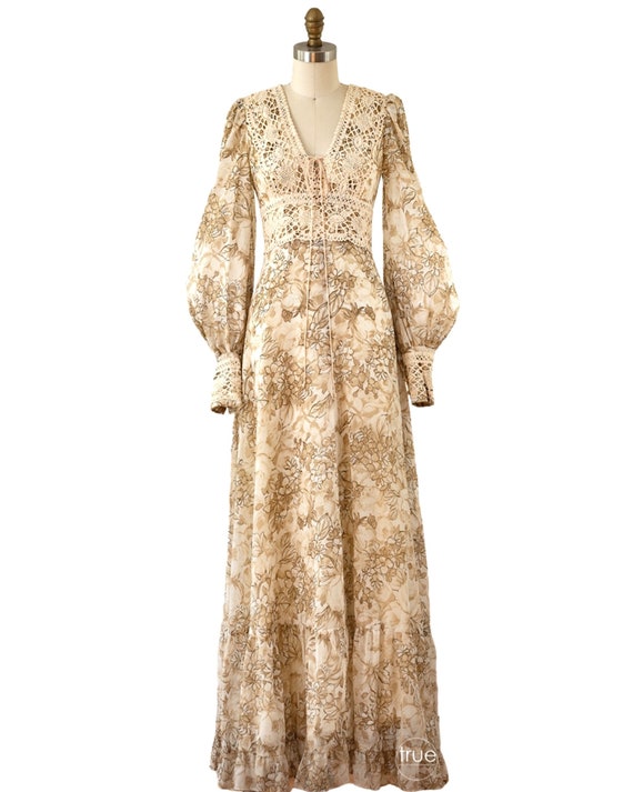 vintage 1970's dress ...best autumnal GUNNE SAX ma