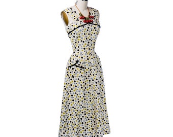 vestido vintage de 1930 ... divertido vestido de sol de lunares de algodón y vestido de chaqueta de bolero