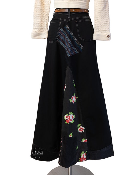 vintage 1970's skirt ...rare black denim LANDLUBB… - image 3