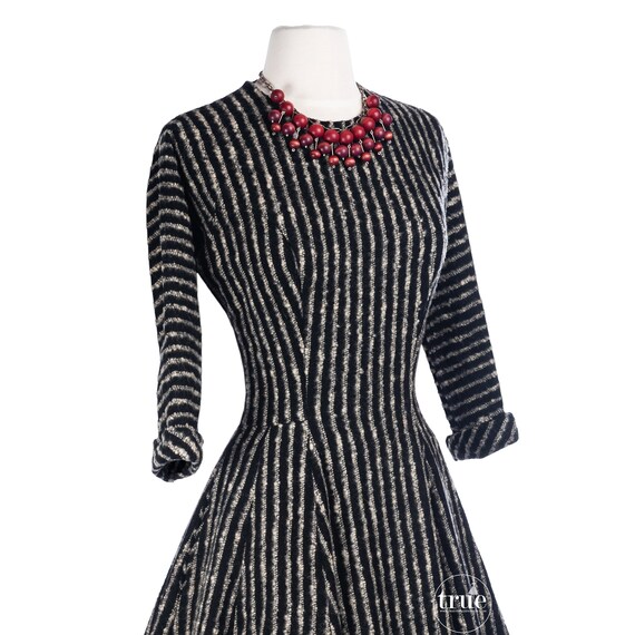 vintage 1950's dress ...striped wool sweater full… - image 3