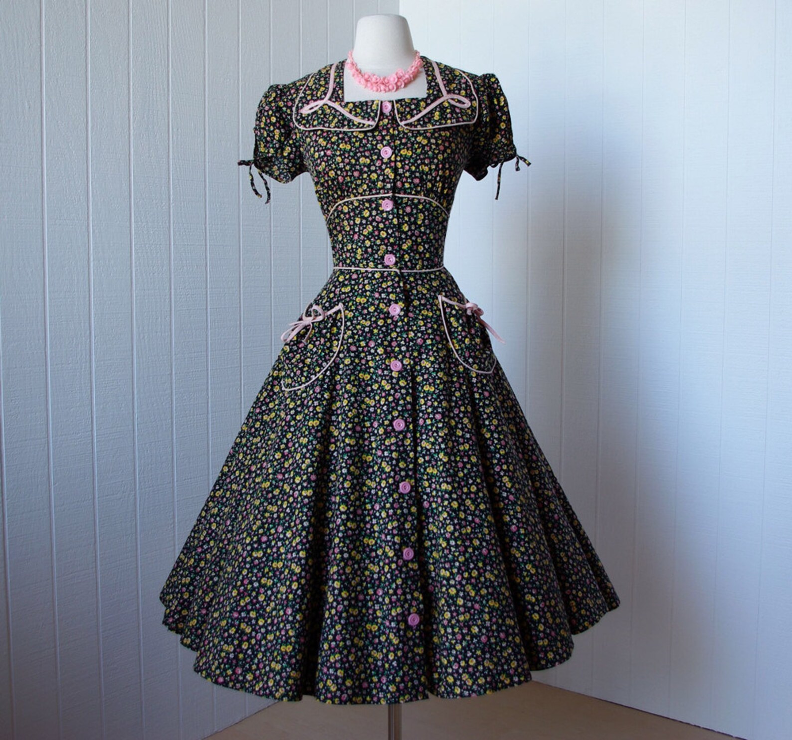 Vintage 1940's dresscutest ever KENROSE ditsy calico Etsy