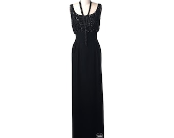 vintage 1950's dress ...beautiful Mardi Gras black beaded shimmy dress