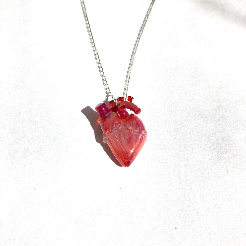 Really Tiny Glass Heart on a Chain Anatomical