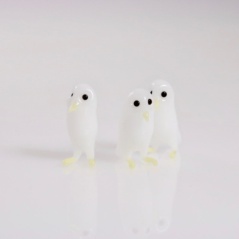 Glass Barn Owl Figurine and owlets Owlet