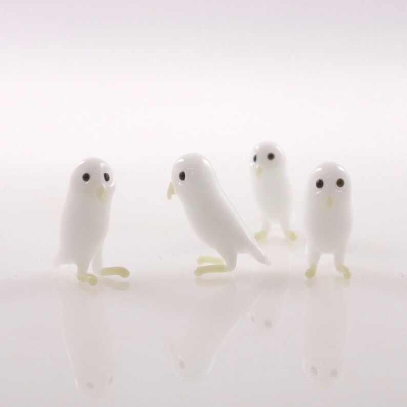 Glass Barn Owl Figurine and owlets image 6