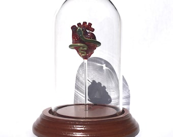 Snake Entwined Heart in a Bell Jar