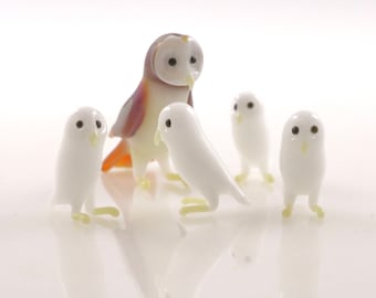 Glass Barn Owl Figurine (and owlets!)