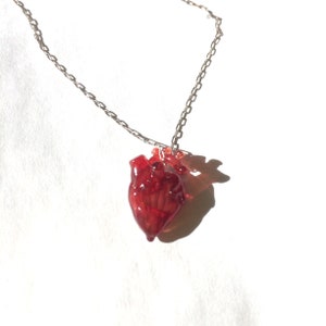 Really Tiny Glass Heart on a Chain Transparent red