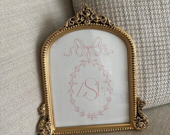 Personalized Baby Girl Monogram Print - Floral Crest Nursery Print ...