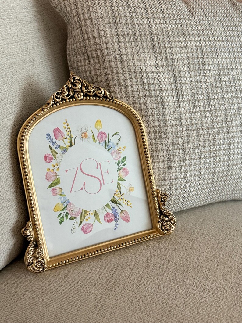 Personalized Baby Girl Monogram Print - Floral Crest Nursery Print ...