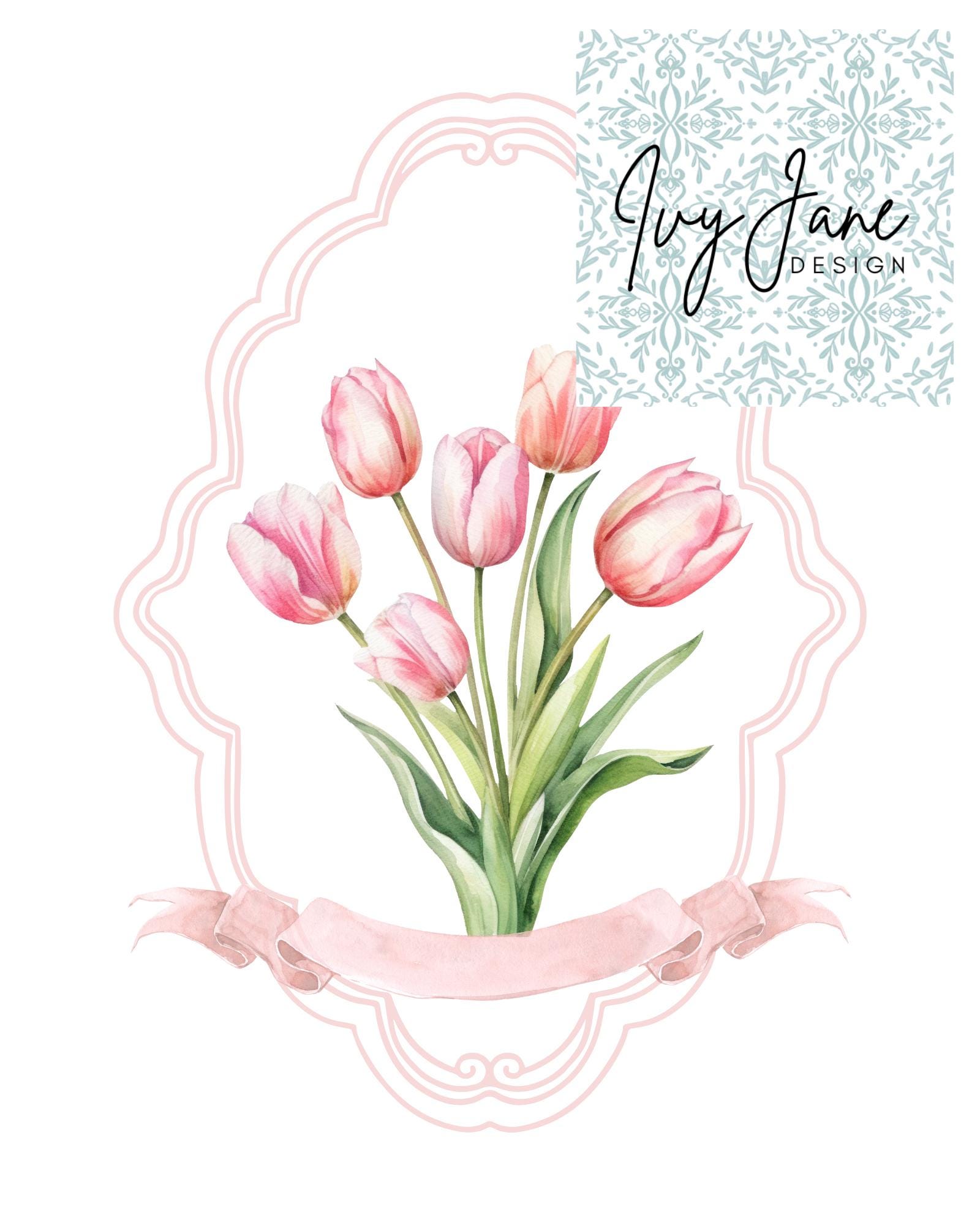 Watercolor Tulip Digital Print - Pink Tulip Wall Art - Classic Art ...